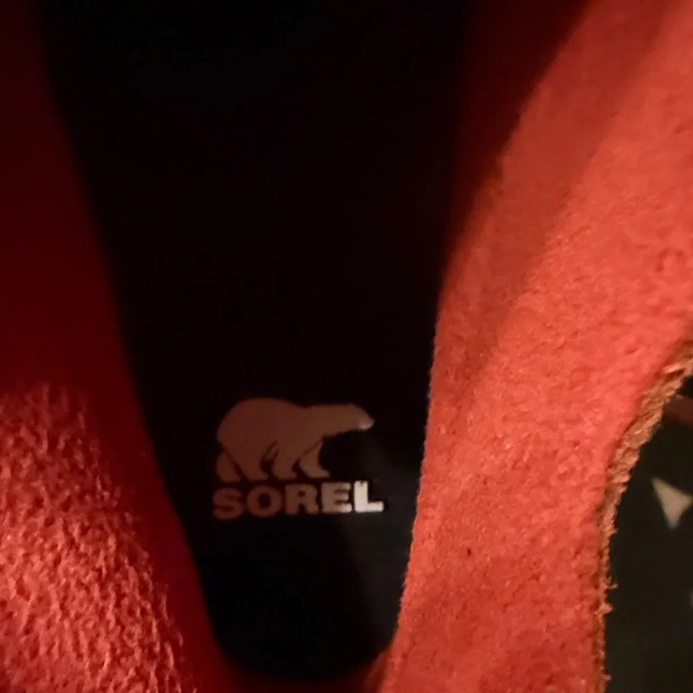 Sorel Red Suede Sneakers with White Logo Insole - Picture 2 of 4